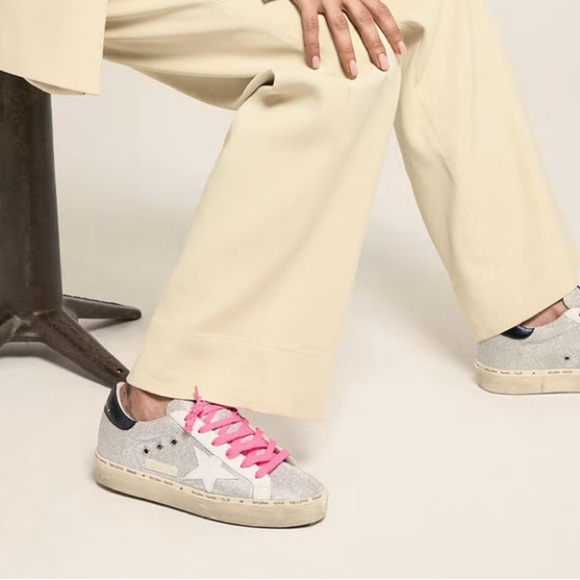 Golden Goose Hi Star sneakers in glitter with checkered pattern and white star - Picture 2 of 16